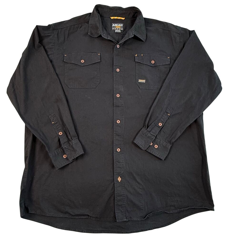 Ariat Rebar Long Sleeve Work Shirt Men's 2XL Black Cotton